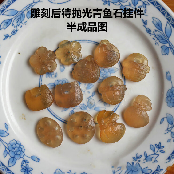 60彩岸手工天然青魚石魚驚石魚驚骨雕件小掛件紅繩手鍊壓驚平安飾品