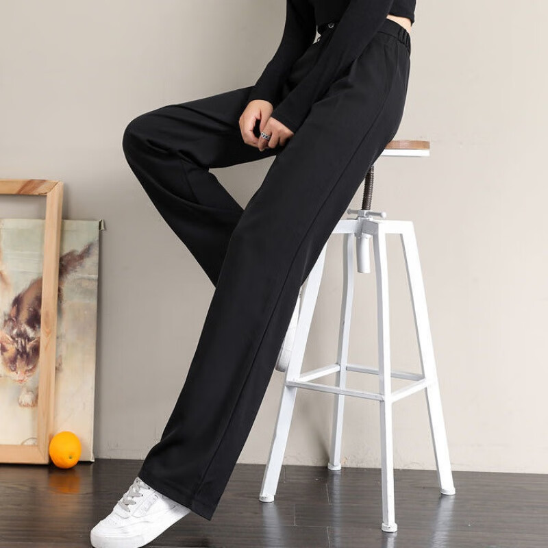 叶余裤子女休闲裤女宽松 阔腿裤女春夏季坠感高腰拖地学生韩版宽松