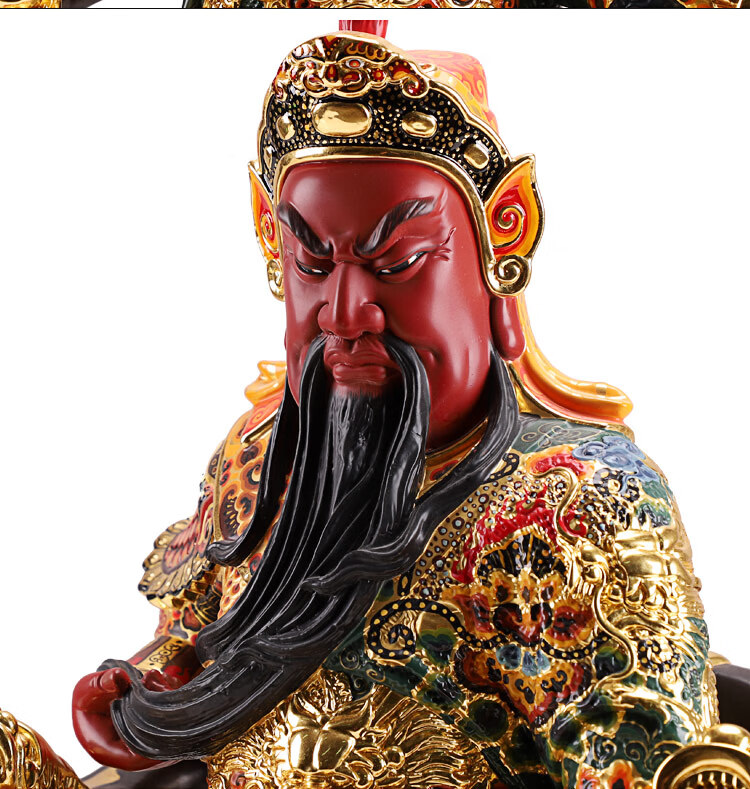 行天宫彩绘武财神关公像铜像坐像供奉神像武圣关二爷神像摆件48厘米