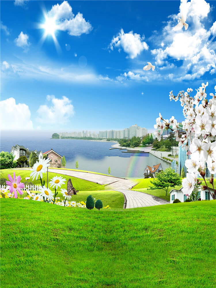 特价捡漏直播间山水风景背景布3d立体新款网红直播间主播装饰快手抖音