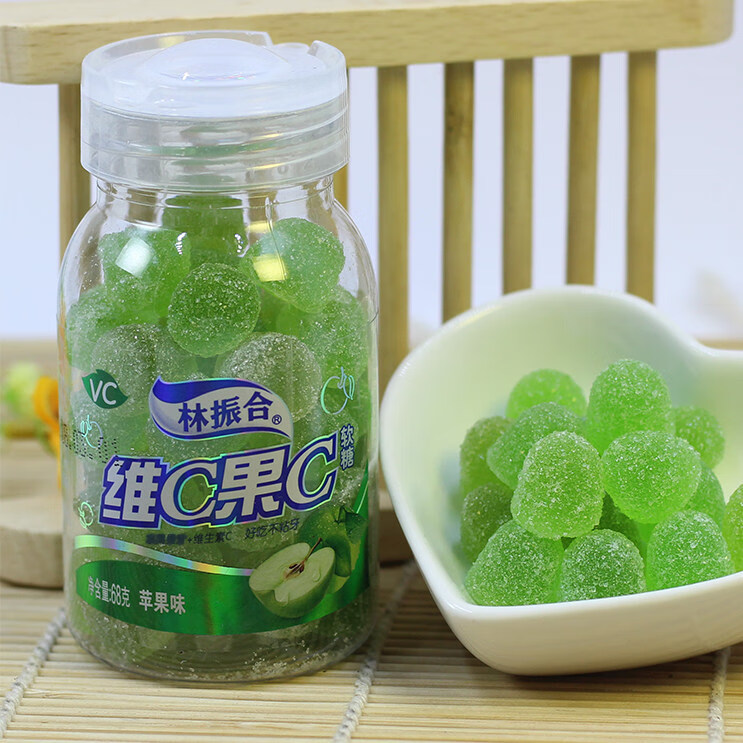 8瓶维c果c软糖果味软糖橡皮糖草莓水果糖68g瓶装儿童零食苹果味8瓶
