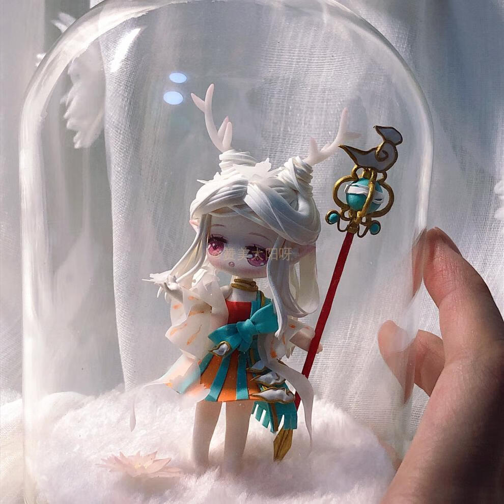王者荣耀遇见神鹿瑶妹q版黏土手办摆件瑶妹手办送女友礼物 原木底座