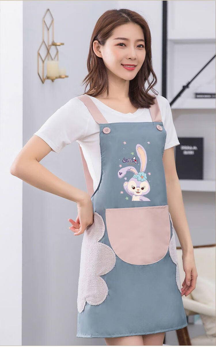 炒菜围裙好看围裙围裙家用厨房防水防油女夏季薄款工作服可爱洋气上班