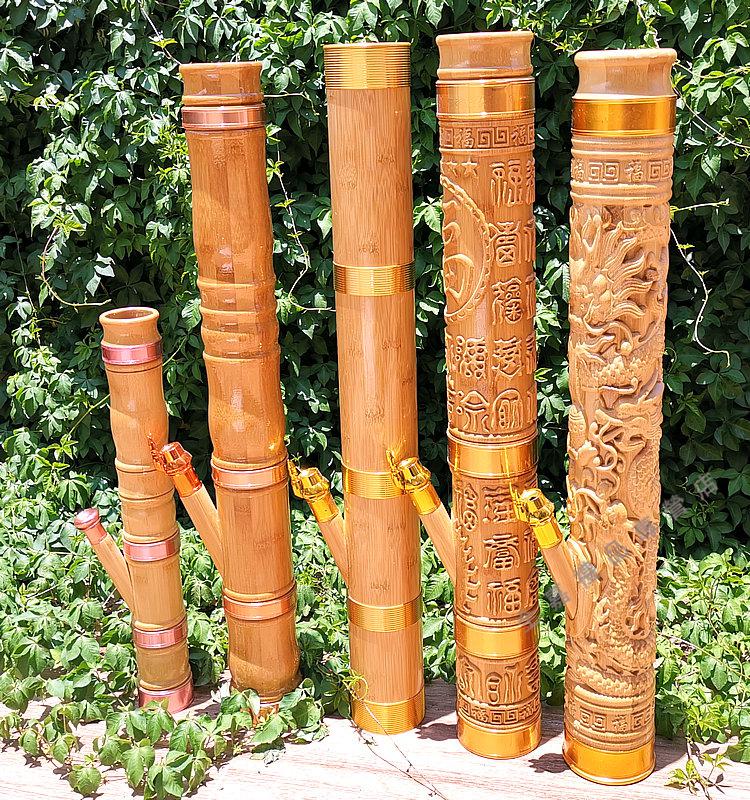 云南水烟筒竹子实木水烟桶大号水烟简小号水烟壶水过滤烟袋大号竹木雕