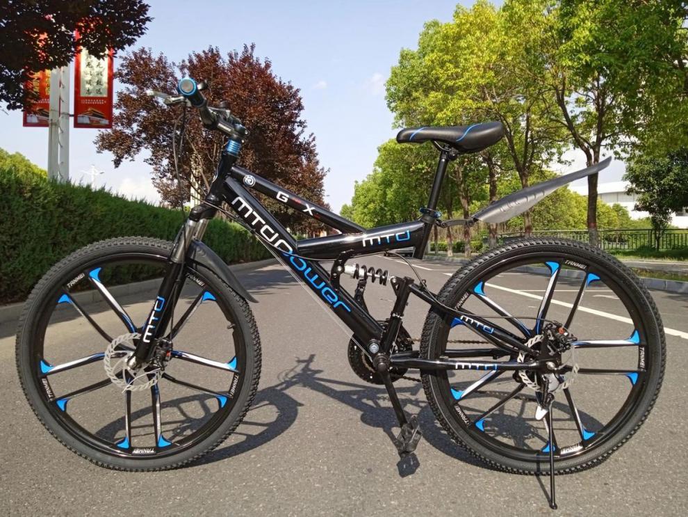 山地车男女变速自行车前后双减震带后座可带人学生山地车单车 高配双