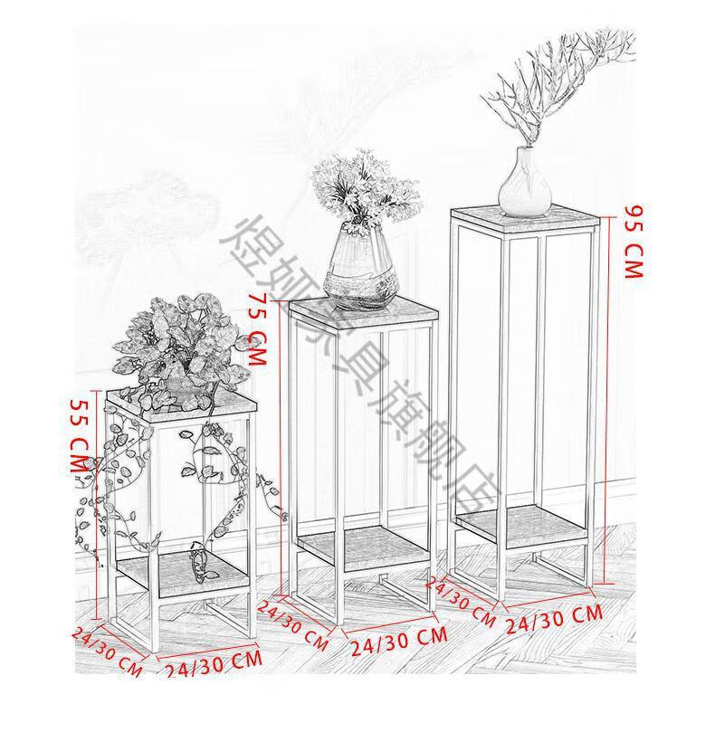 北欧阳台花架绿萝花盆架铁艺简约卧室花架子多层置物架客厅303055高黑