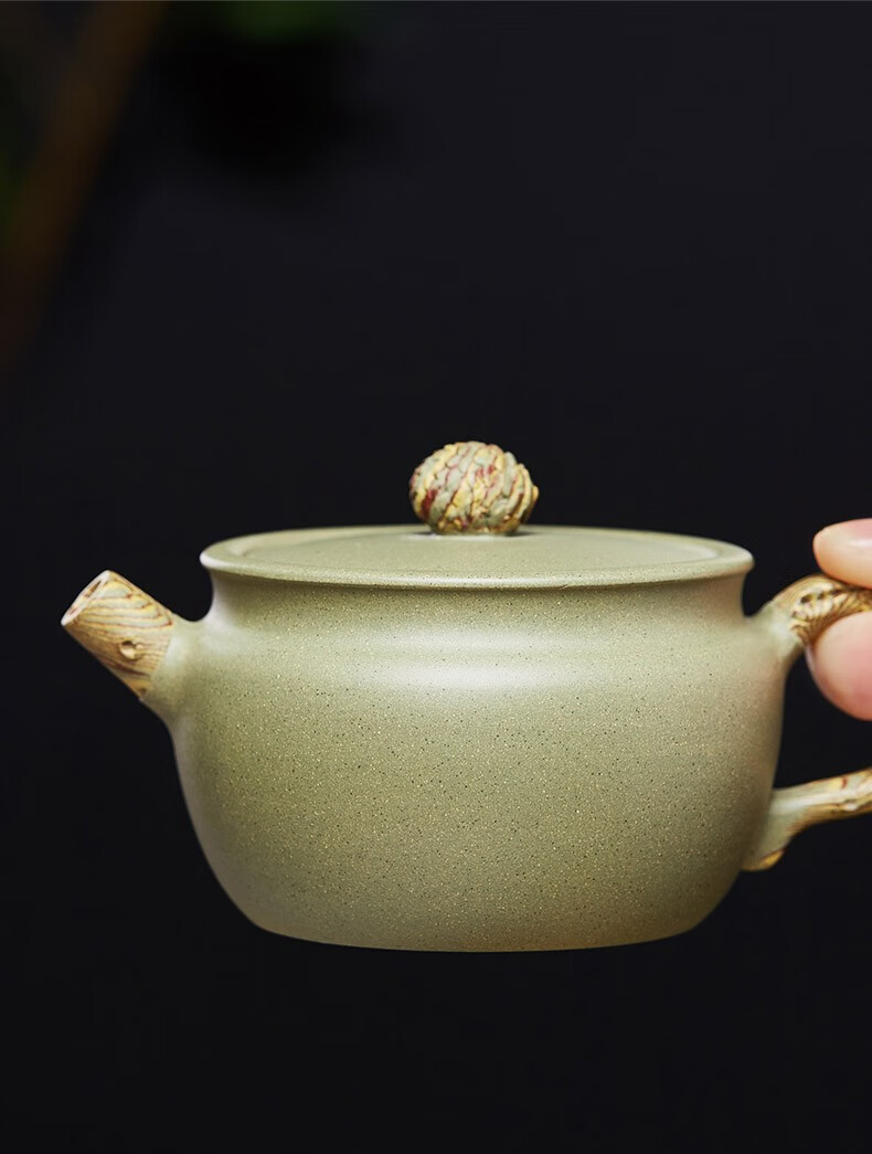 万壶园紫砂壶功夫茶具泡茶壶宜兴原矿豆青砂镜瓦壶名家手工茶壶泡茶器