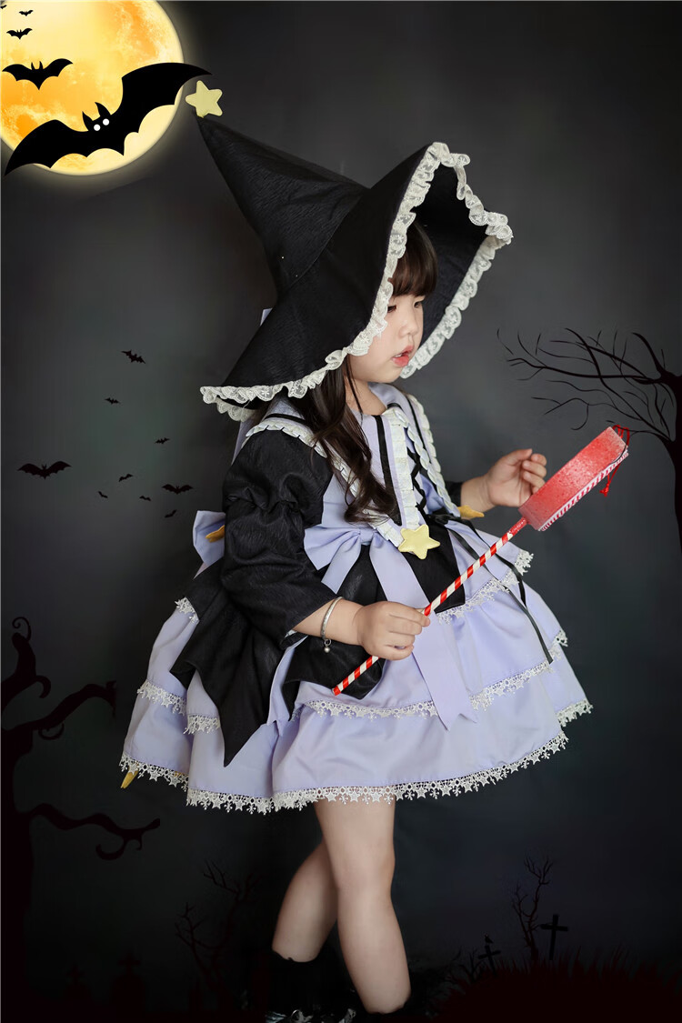 万圣节洛丽塔cos服小魔女洛丽塔裙子女巫表演连衣裙蓬蓬裙 加绒魔法裙
