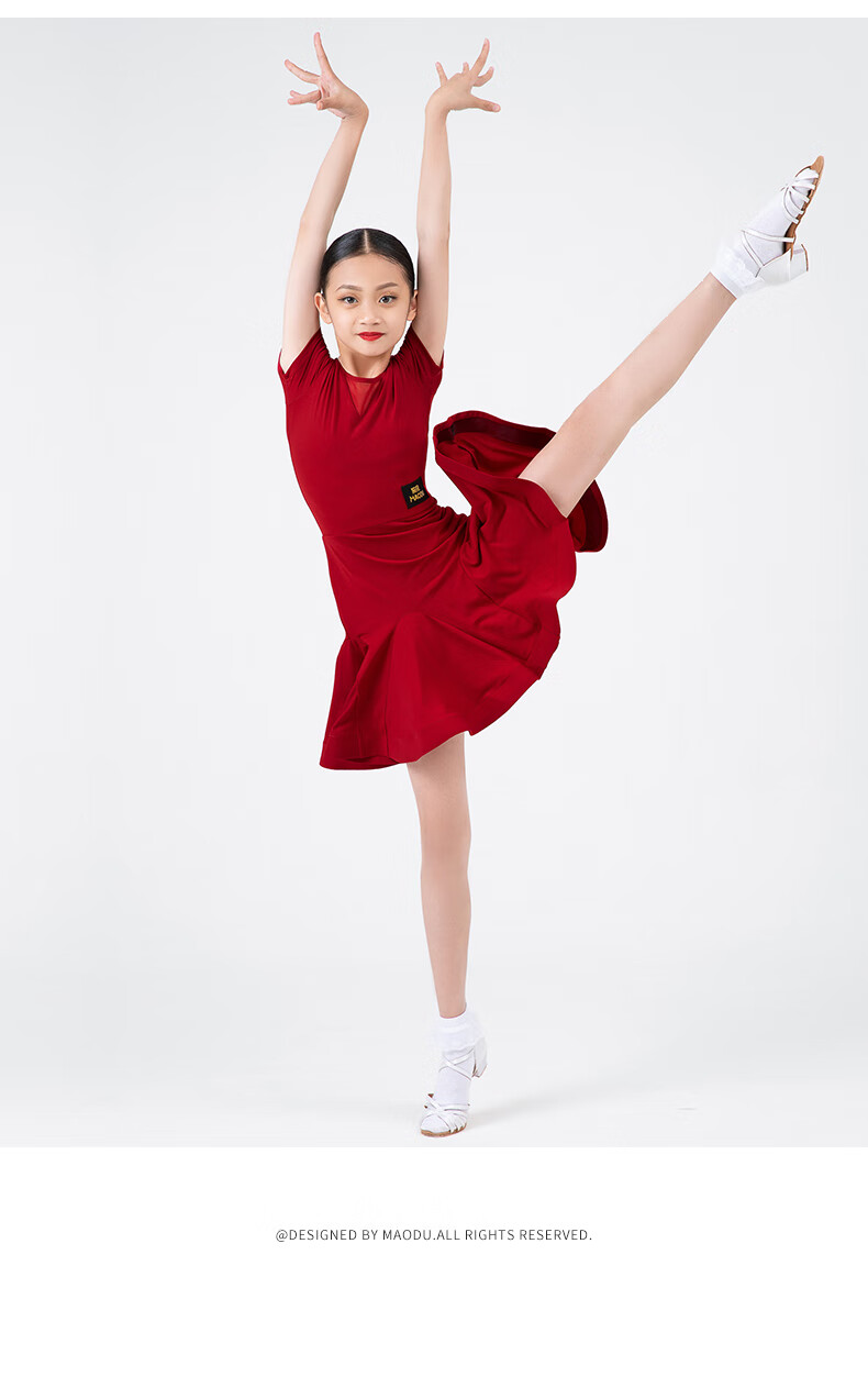 猫度拉丁舞服女儿童练功服女童标准服少儿比赛规定服表演出舞蹈服黑色