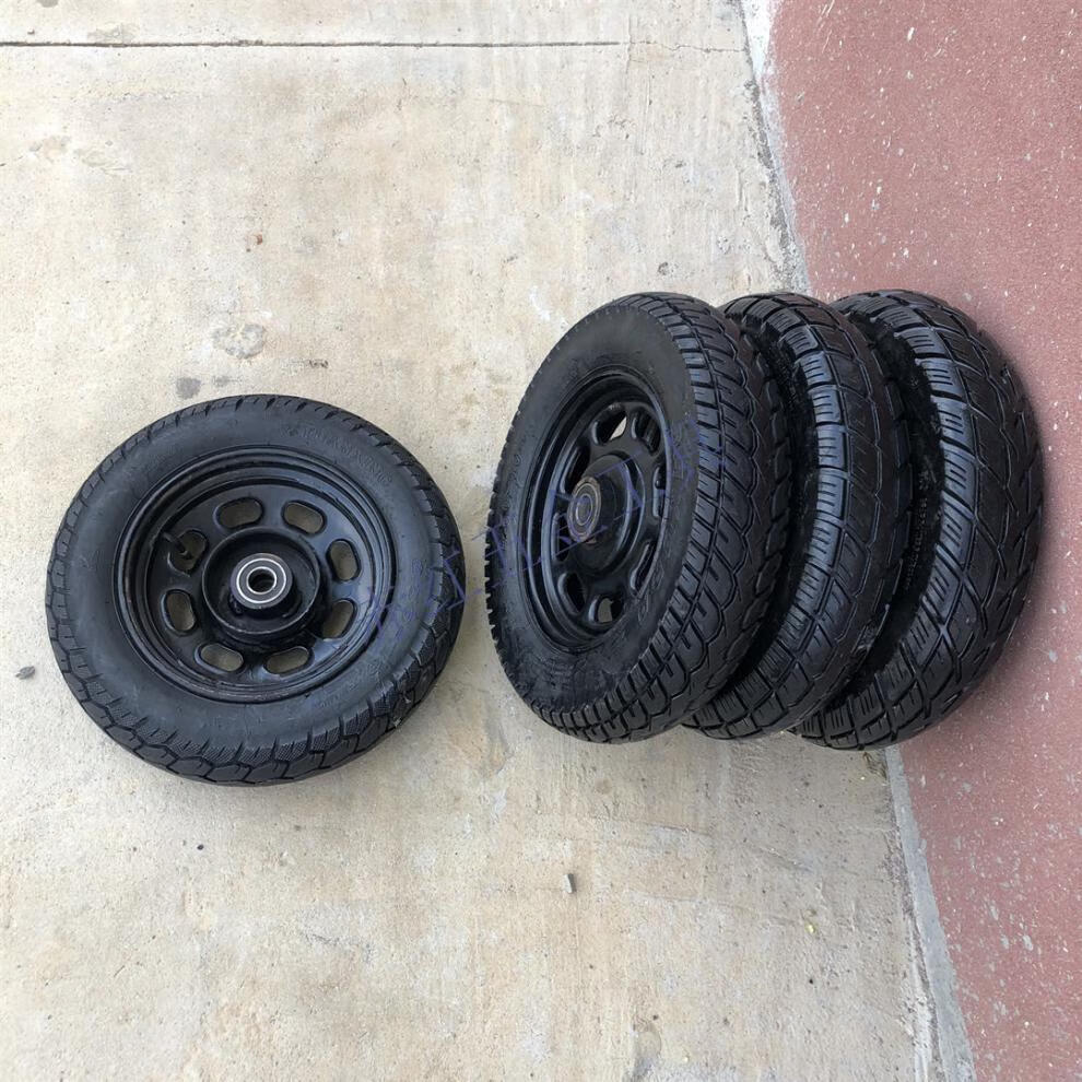 赤红五金手推车轮胎工地建筑重型摩托车充气轮老虎车轮子带轴17寸小