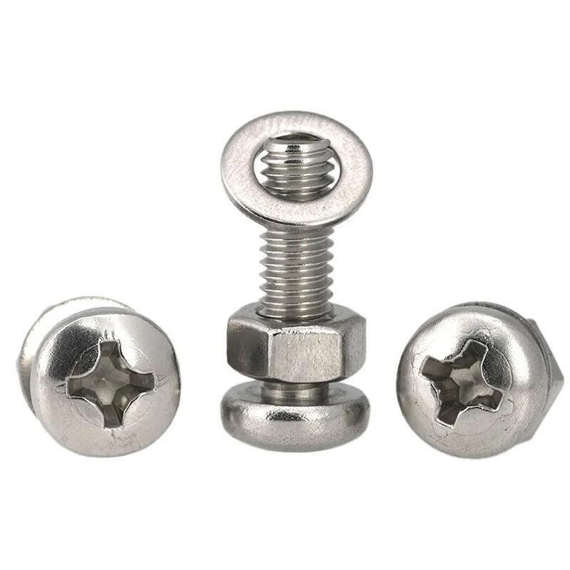 m3m4m5m6m8不锈钢304十字圆头螺丝螺母套装大全盘头螺丝杆钉带帽长20