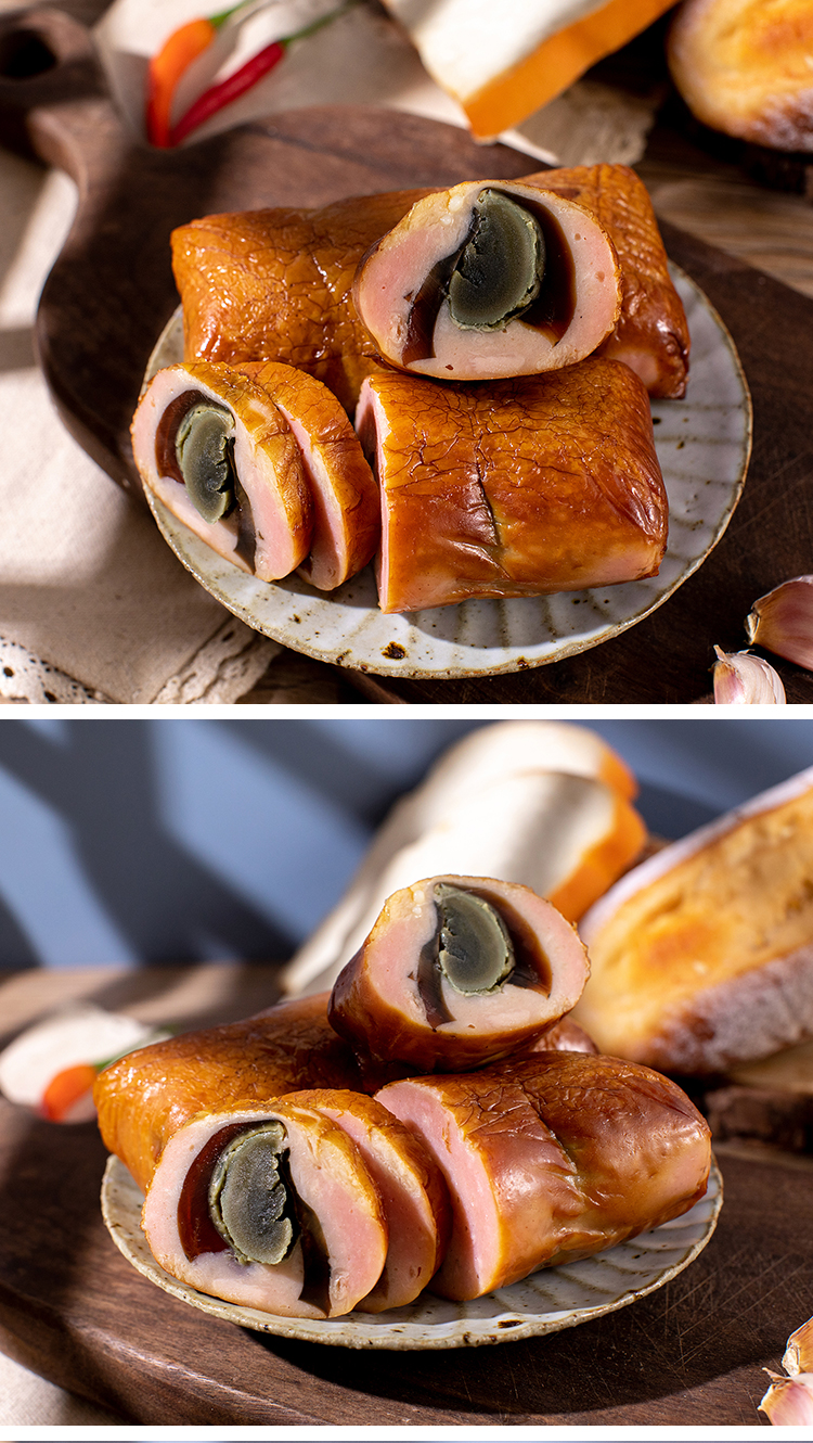 松花鸡腿肠东北特产松花蛋鸡肉肠美食小零食皮蛋鸡肉肠250g下酒菜250g