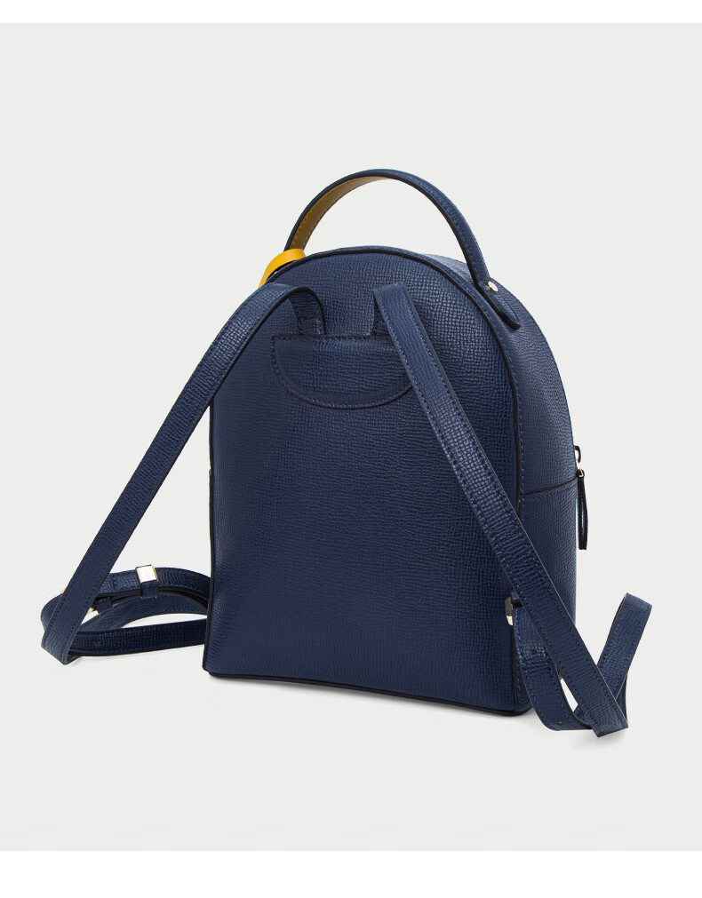 红谷hongu双肩包女2021专柜同款牛皮时尚休闲背包拉链大容量潮杏色