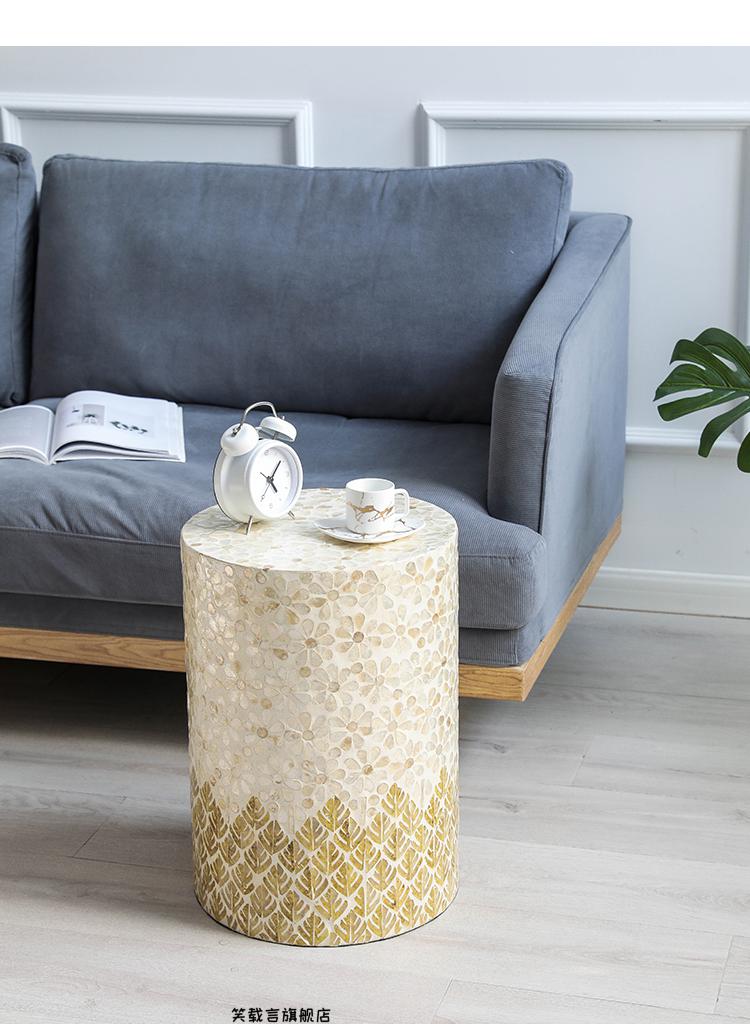 创意轻奢贝壳茶几家居简约现代边几客厅角几螺钿小圆桌子梦寒五边形