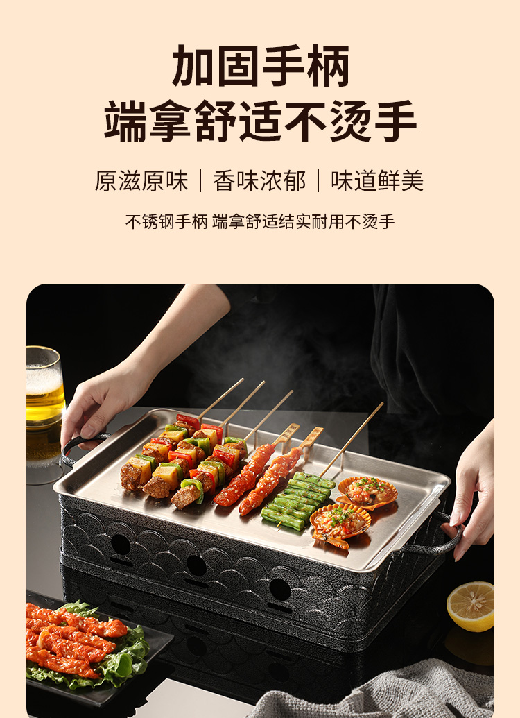 欧格达烧烤保温炉商用热串神器羊排盘子蜡烛加热炉烤肉炉子不锈钢长