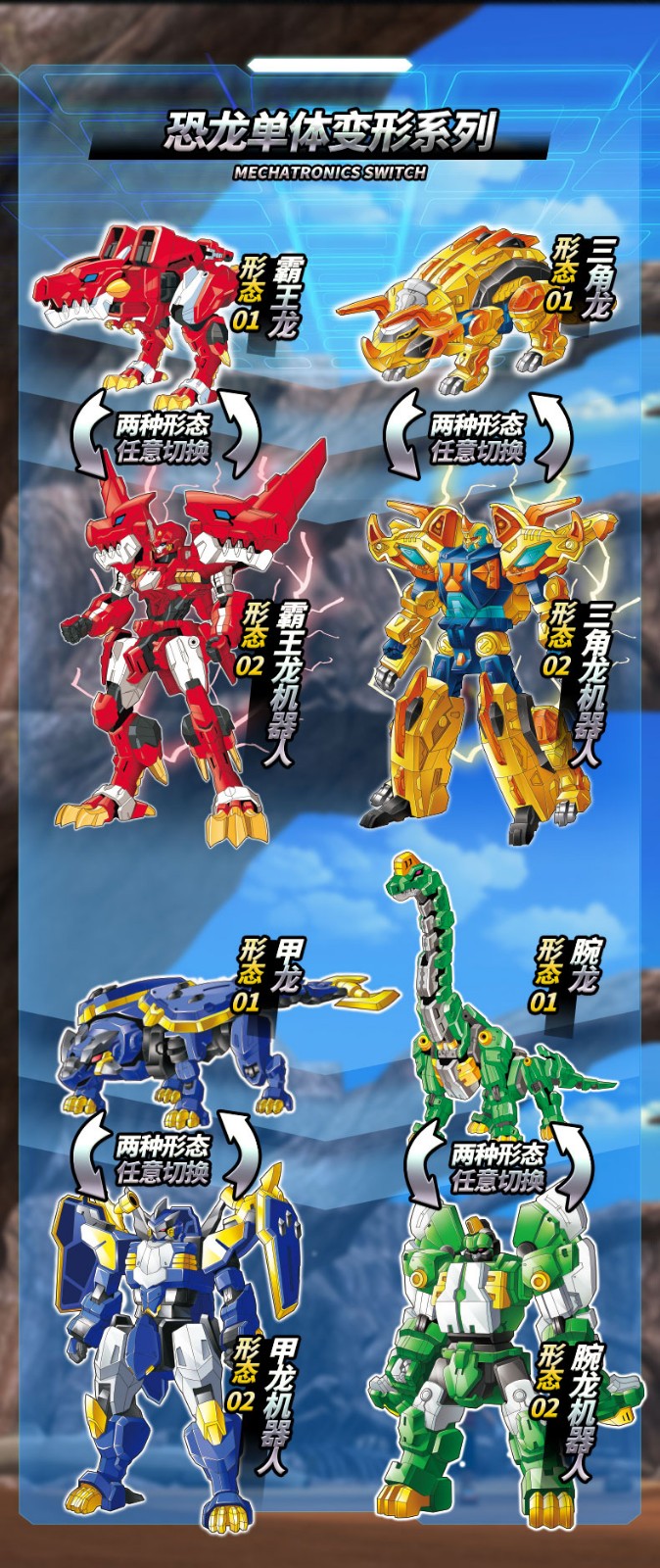 心奇爆龙战车4战龙合体玩具霸王龙3恐龙男孩新奇暴龙变形机器人四经典