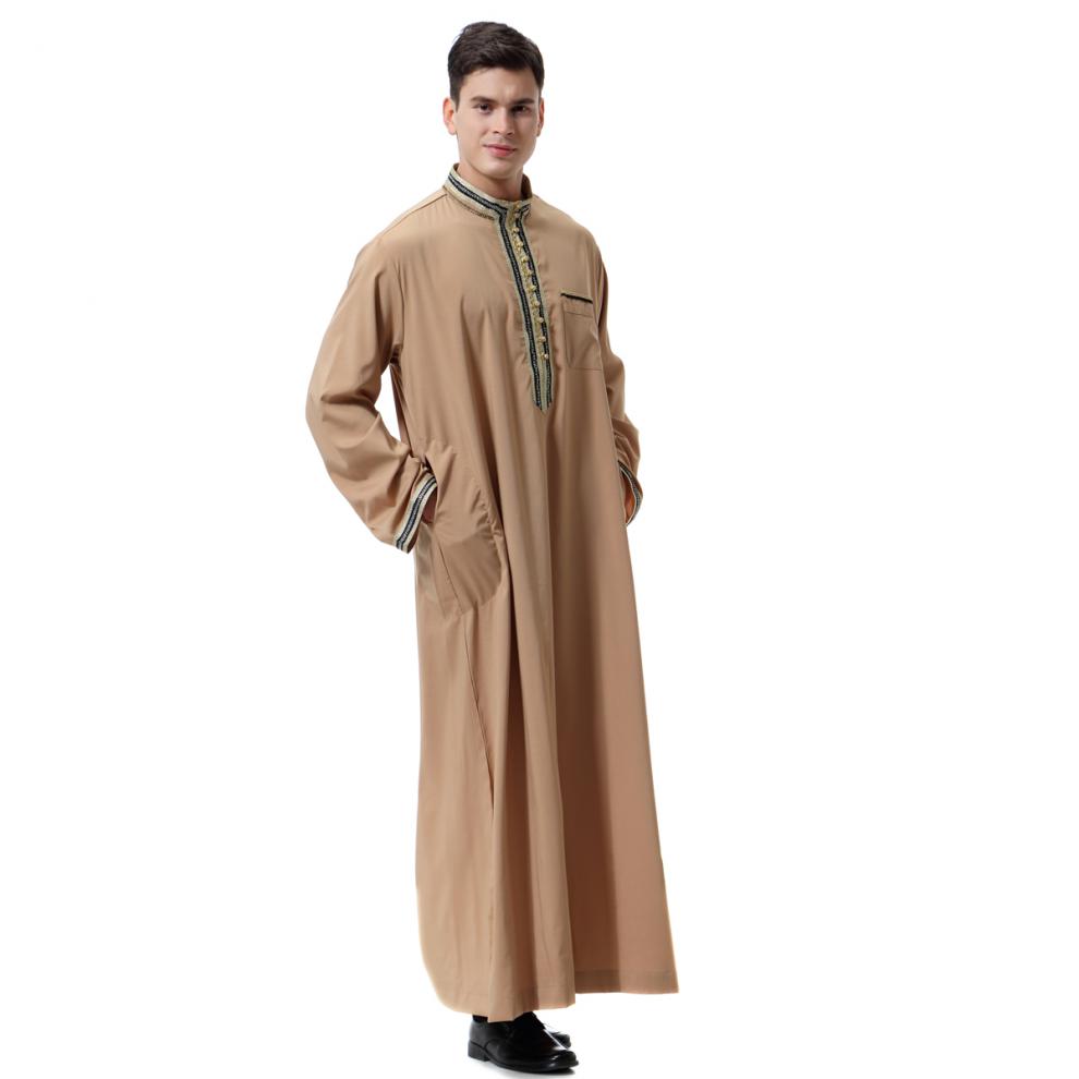 新品阿拉伯服装男长袍阿拉伯民族服装宽松加大礼拜服迪拜旅游纯色衣服