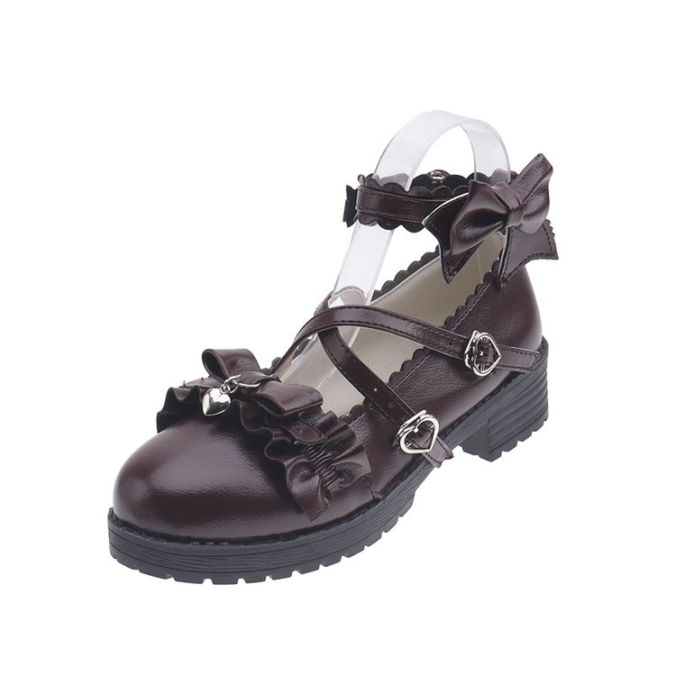 男靴梅露露鞋日系花边圆头学生休闲鞋jk制服lo小皮鞋女花边 黑色 35