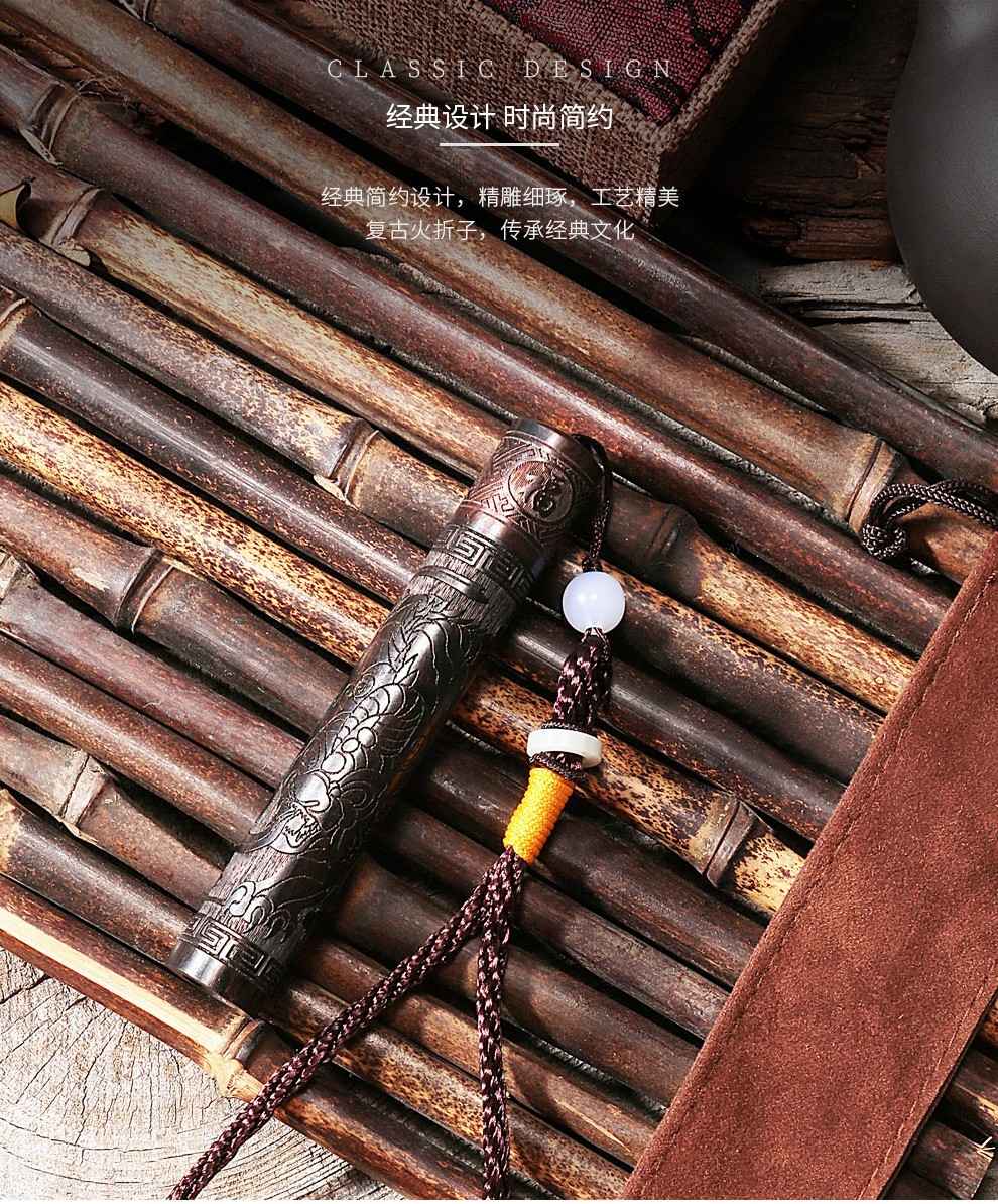 虎牌檀木火折子 usb充电打火机 新款 复古防风点烟器情人节礼物送男友