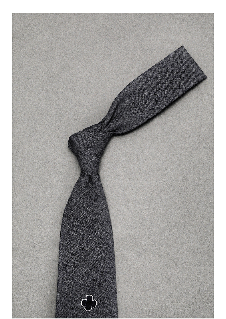 full monty2020秋冬新款双色花朵深灰色羊毛领带男士商务正装配饰 深