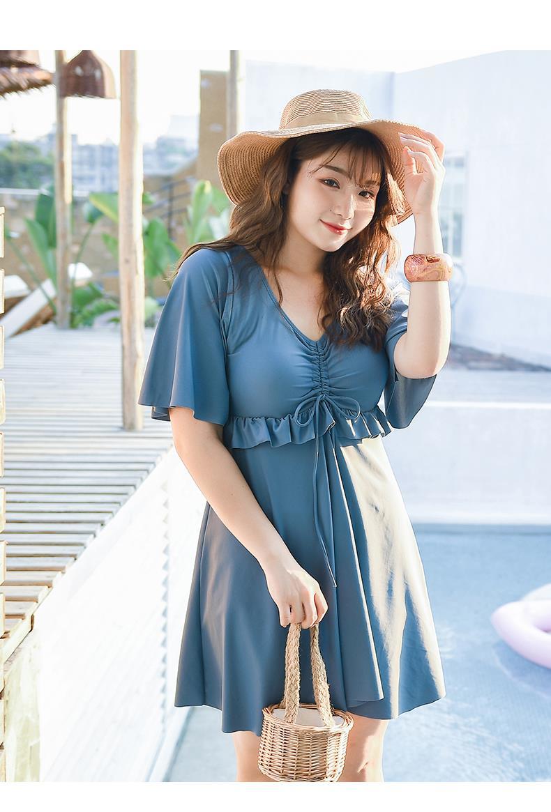 夏日上新2022大码胖mm温泉泳衣女保守连体宽松显瘦遮