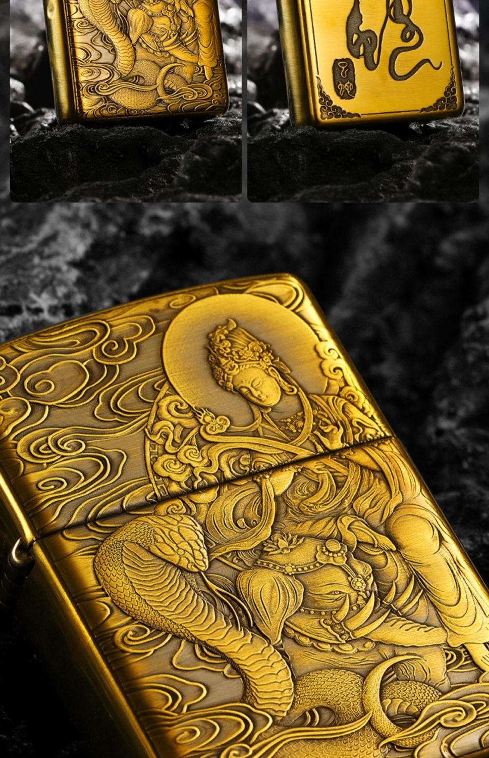 芝宝zippo正版打火机 纯铜浮雕十二生肖金色盔甲机 男士 送礼收藏集采