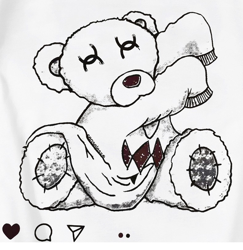 劲依狼短袖t恤男夏季休闲t恤男女士潮牌圆领黑丧系布偶小熊半袖韩版加