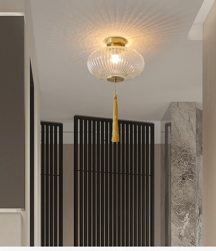 忆往昔新中式全铜过道灯走廊装饰小灯阳台灯单头走廊灯吸顶灯中国风