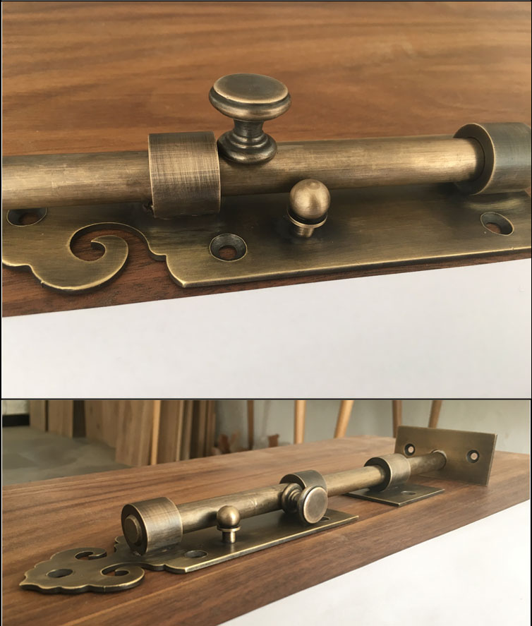 中式仿古大门地插加长纯铜复古插销门栓门闩门锁门扣实心全铜门插30cm