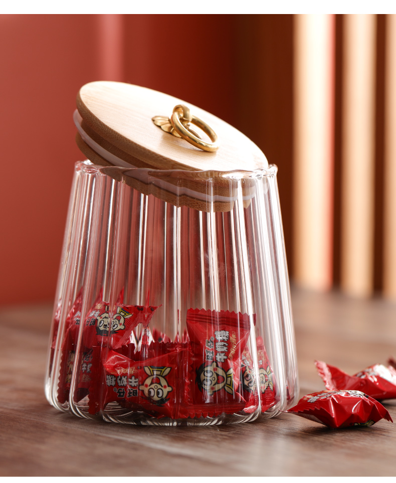 糖果罐糖罐家用糖果储物罐子带盖茶叶罐密封罐玻璃装糖罐家用创意糖果
