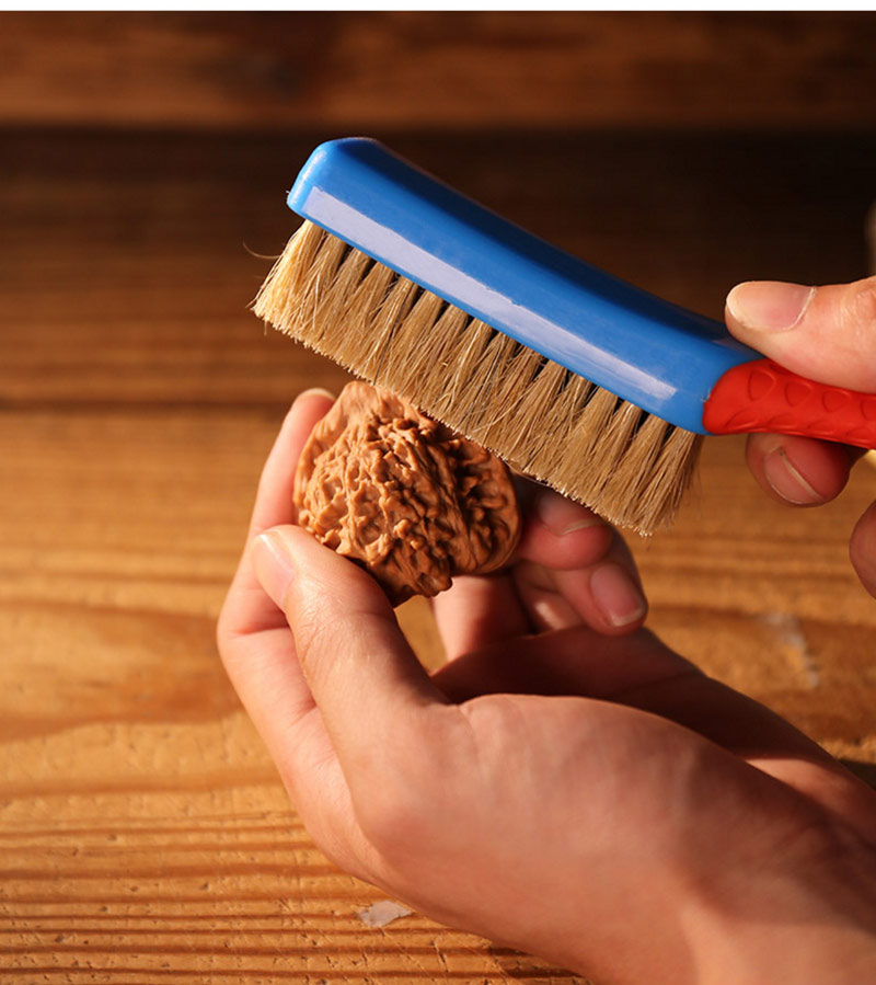 文玩刷子猪鬃毛刷防滑手柄核桃金刚菩提橄榄保养清理包浆反碱盘玩工具