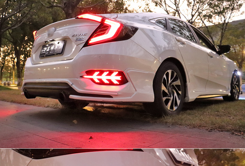 本田十代思域日行灯流光转向灯19款新思域鱼骨led雾灯后杠灯改装 16