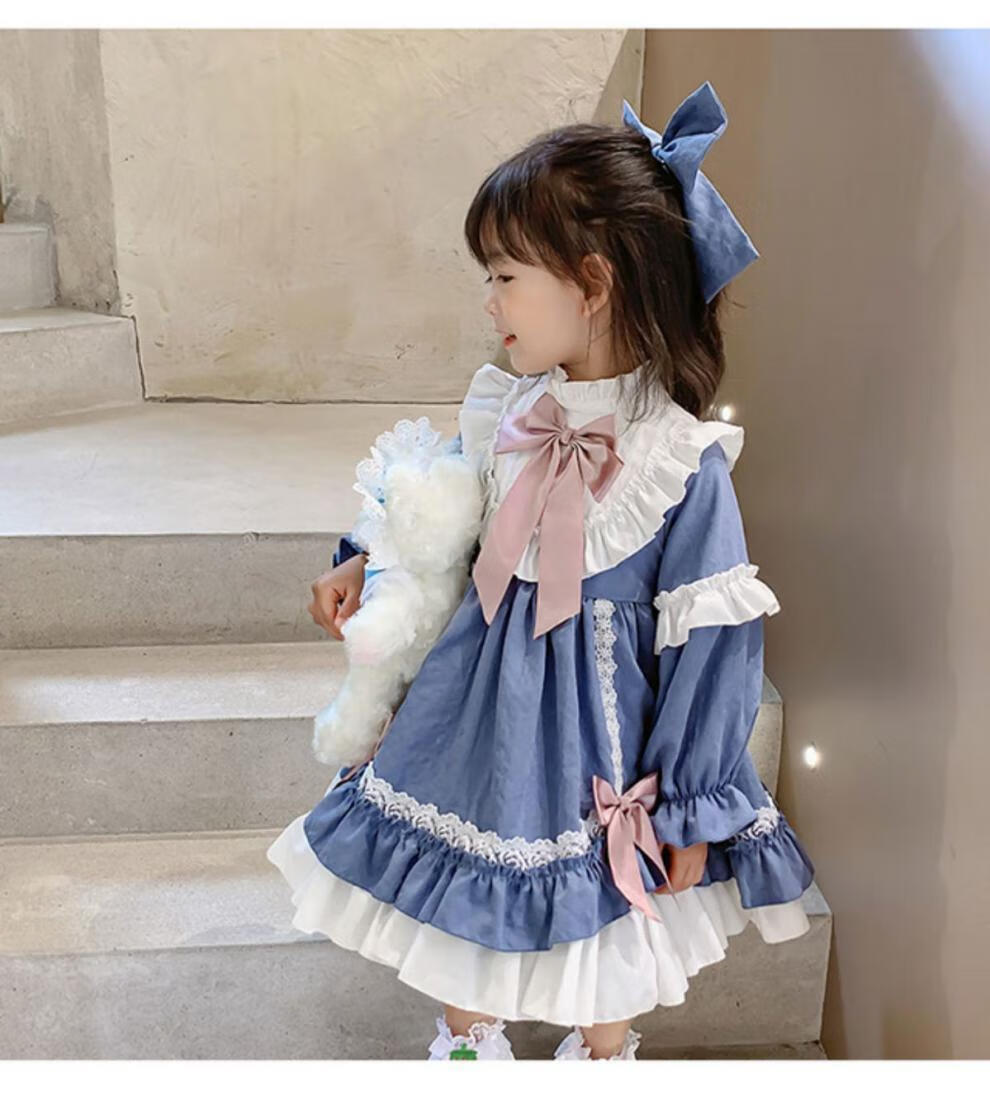 皮尔卡丹【轻奢品牌】儿童洛丽塔公主裙2022冬季新款中大童1-12岁洋气