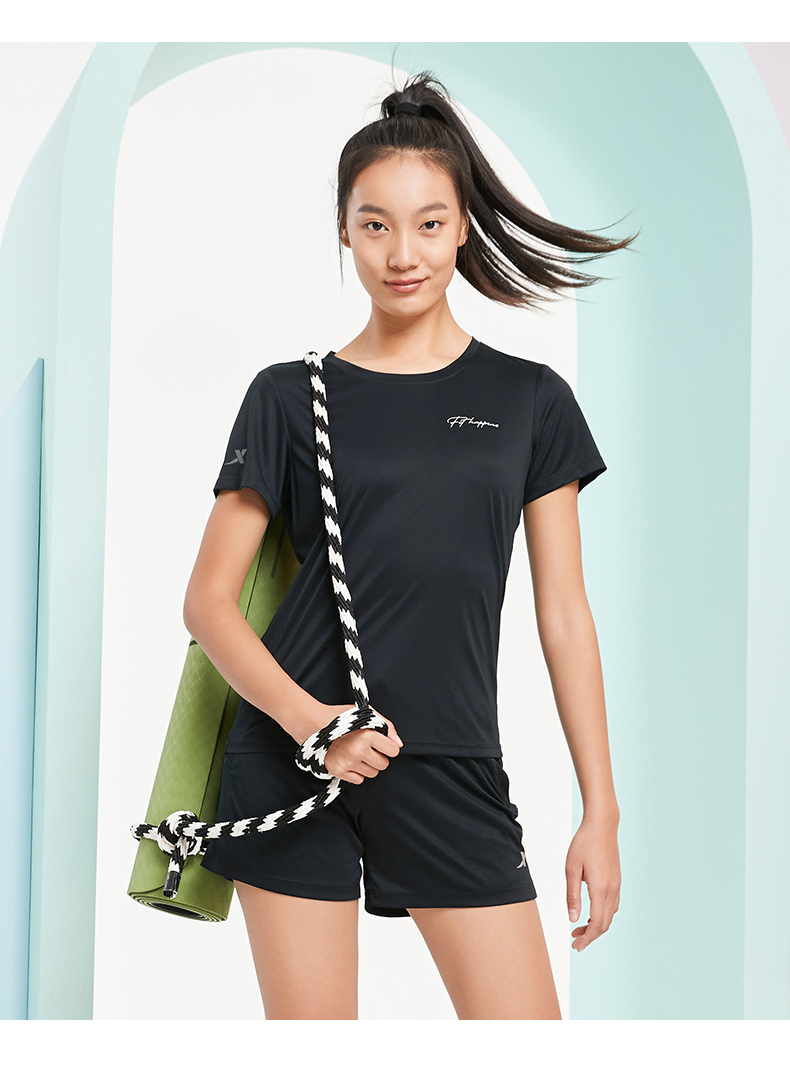 两件套特步运动套装女跑步服运动服短袖t恤短裤2021夏季女士健身服