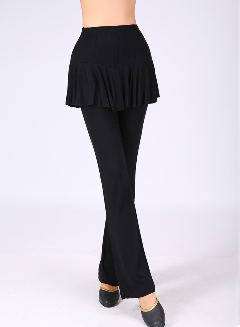 新款拉丁舞裙裤夏季广场舞裙裤 莫代尔舞蹈裙裤 排舞服装裙裤 单红边