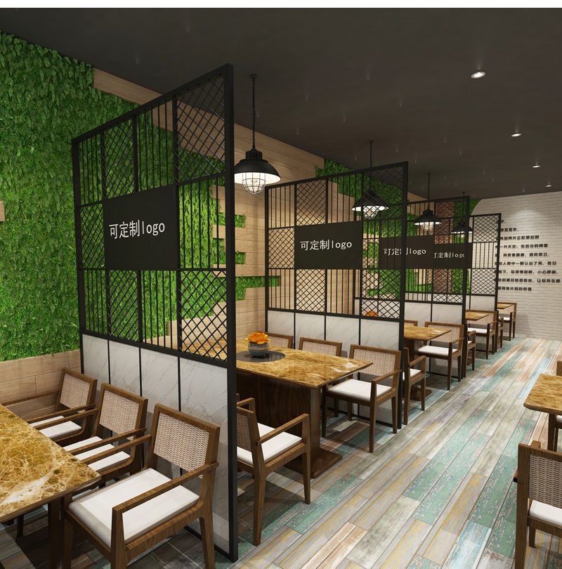 捷翔 现代餐厅火锅店屏风隔断装饰墙卡座隔断饭店酒吧工业风包间隔断