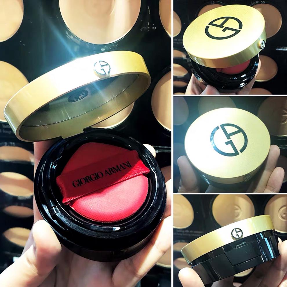 阿玛尼蓝黑气垫bb霜红色面部持久保湿遮瑕提亮权利粉底霜 红气垫4