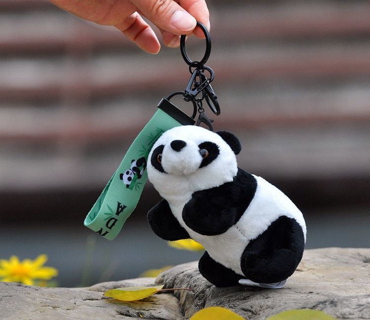 聂庄绒毛挂件熊猫书包挂件汽车钥匙扣挂饰四川成都旅游纪念品夹子款