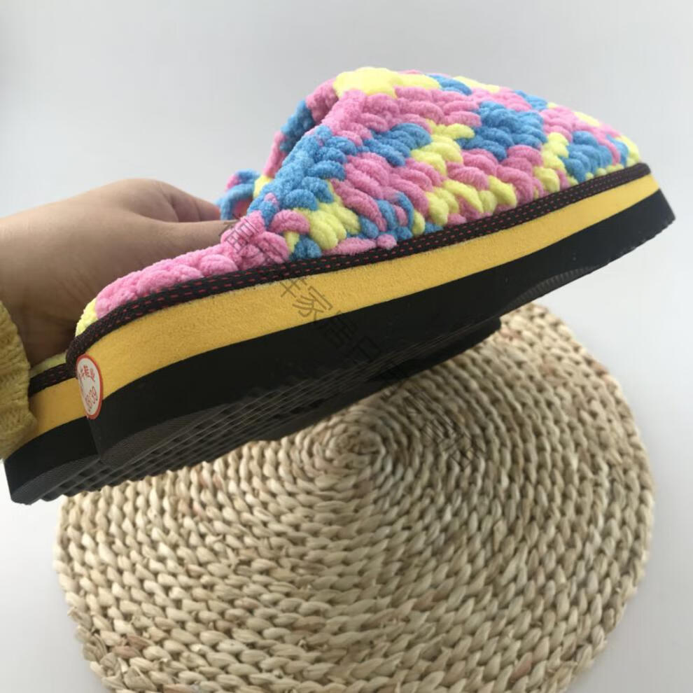 手工冰条毛线编织拖鞋秋冬保暖毛拖鞋家居舒适拖鞋婚假勾拖鞋成品