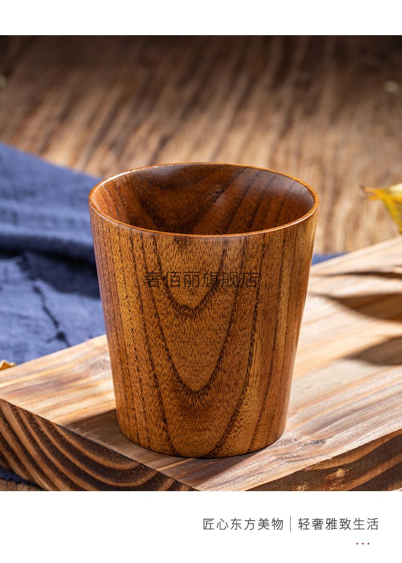 存钱罐牛超大日式木杯木质杯子随手复古简约牛奶隔热茶杯大肚木头水杯