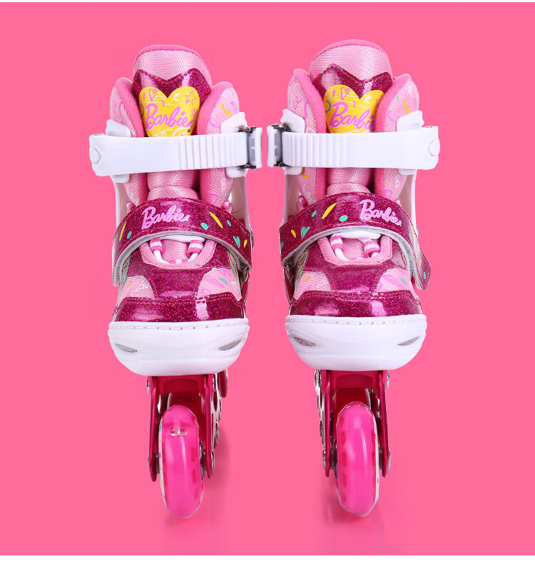 可调小孩滑冰鞋1163新款免系鞋带8轮全闪套装包s3134适合平时尺码2831