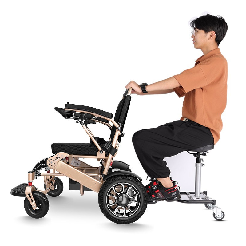 迈德斯特电动轮椅后置双人出行两人座折叠式轮椅载人后挂小拖车可拆解