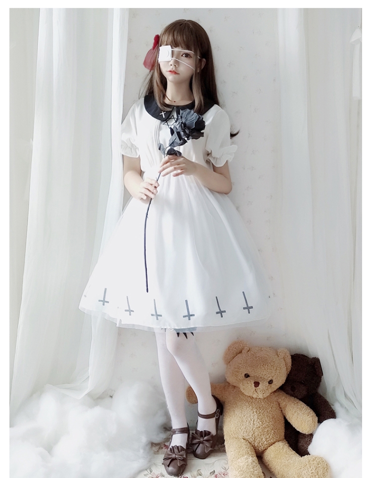 新款长袖衣服女装大佬套装cos用品软妹cd变装洛丽塔裙子萝莉黑短袖