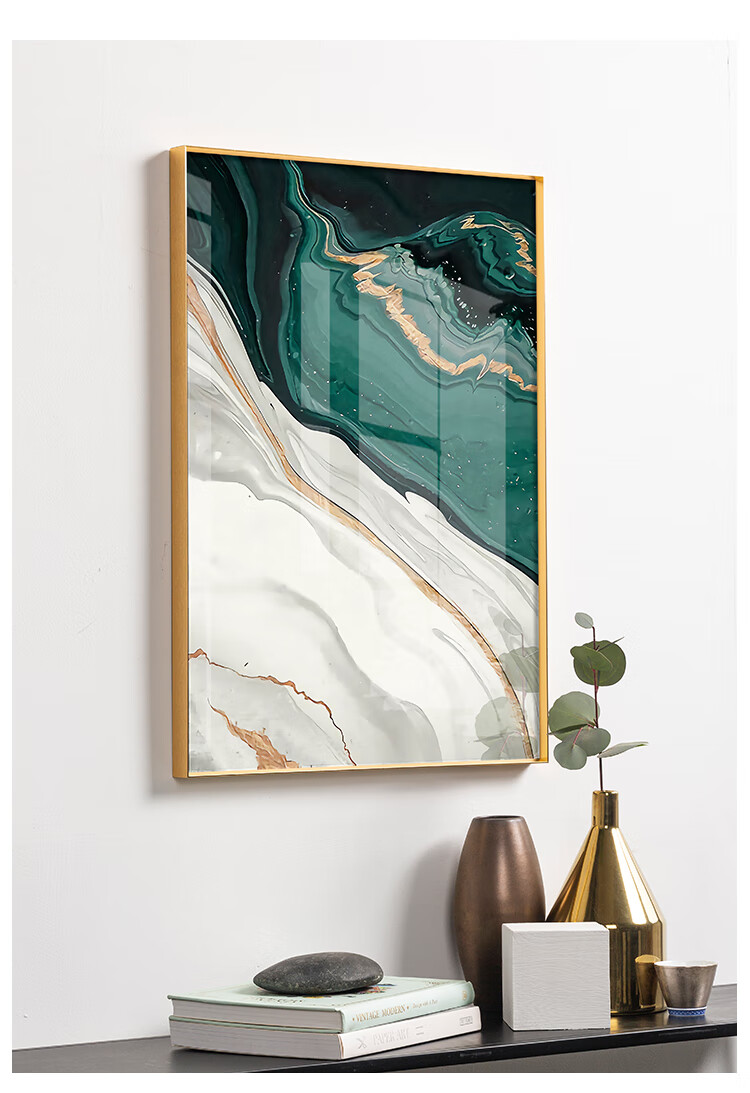 nessa北欧轻奢装饰画客厅沙发背景墙挂画样板房壁画绿色抽象人物d款纷