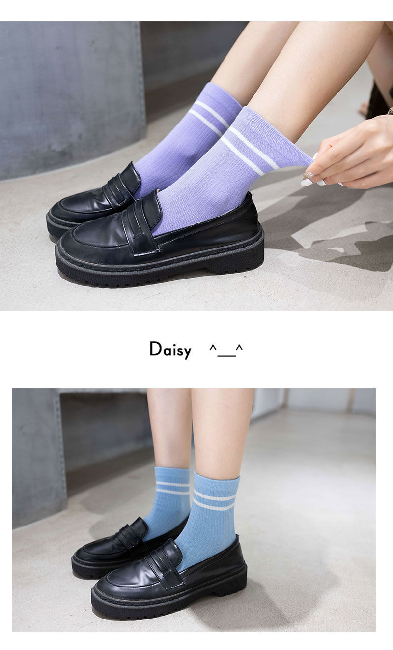 好品质女士袜子袜子女学生秋冬季韩版条纹中筒袜潮日系可爱百搭原宿风