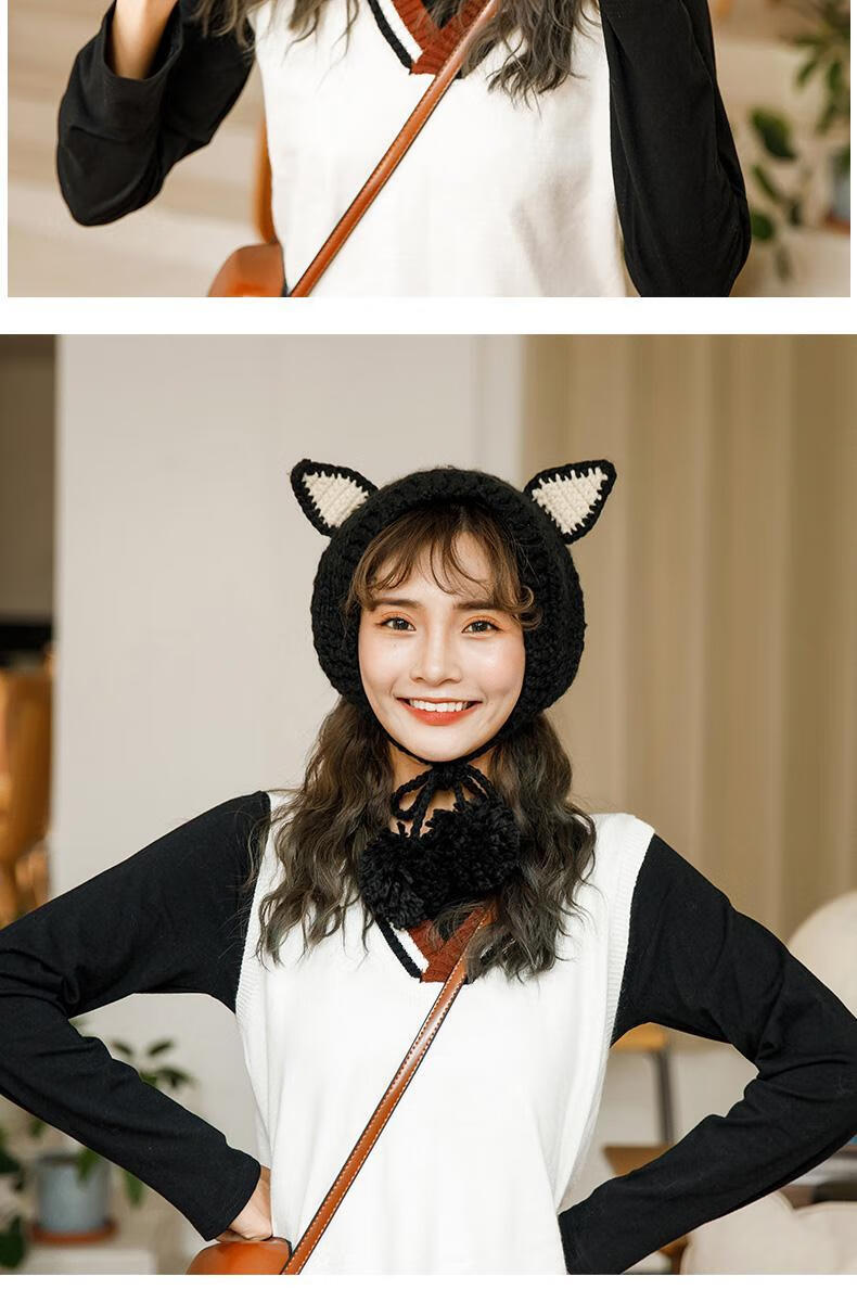 固质服饰配件针织耳罩猫耳朵耳罩女冬天学生韩版百搭可爱保暖耳套冬季