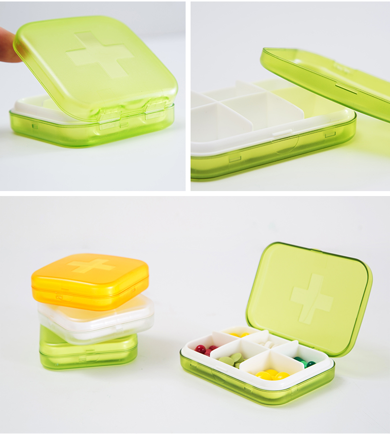 装药的小盒子便携一周分装随身收纳分药盒迷你药药丸密封薬盒绿色六格