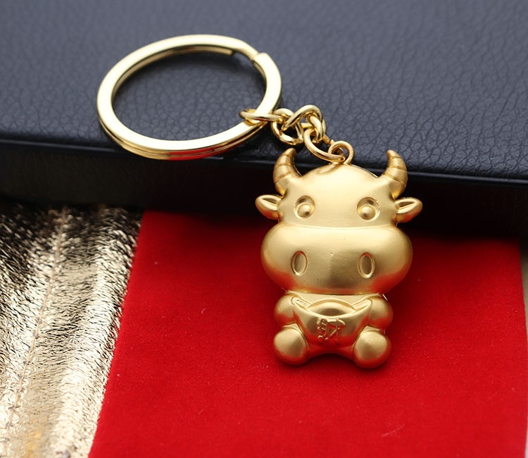 abay金牛报喜2021牛年福牛钥匙扣挂件福袋生肖金牛宝钥匙扣姒桀 金色