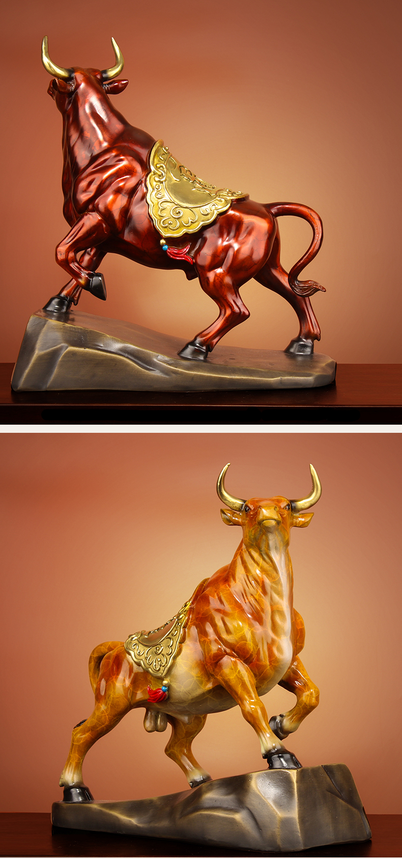 vakada轻奢品牌牛势长虹旺市牛摆件纯铜金牛华尔街牛办公室公司桌面