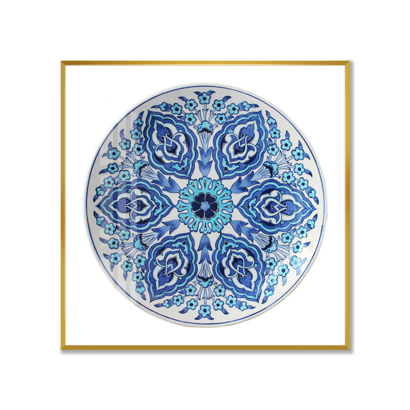 瑾颜 新中式青花瓷禅意装饰画餐厅中国风花纹挂画背景墙画客厅卧室